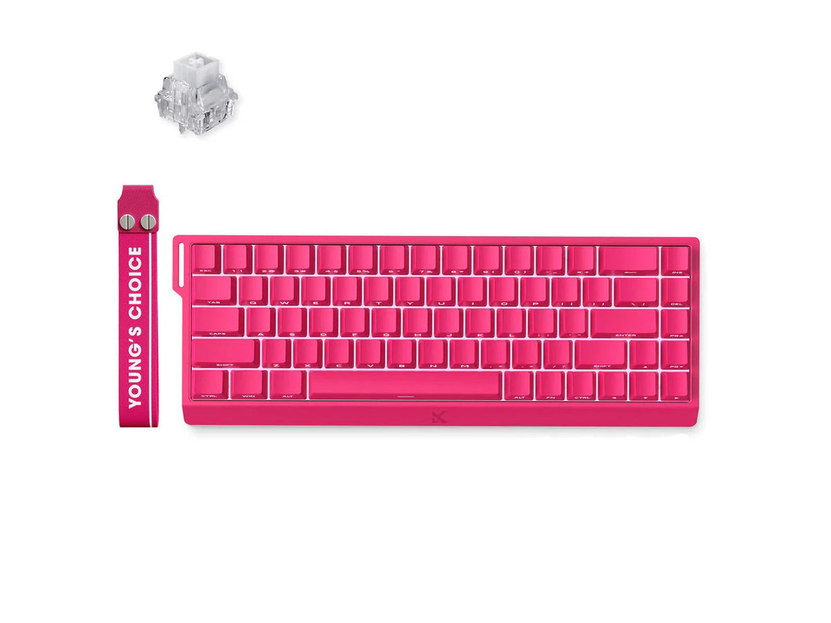 MCHOSE HW-Ace68-28 compact 68-key mechanical keyboard in a vibrant rose red finish