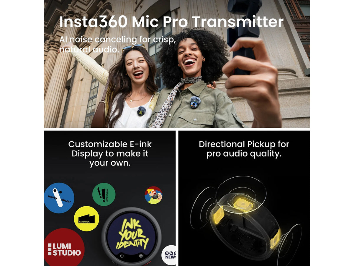 Side angle view of the Insta360 Luna Ultra Creator Bundle Cosmic Black