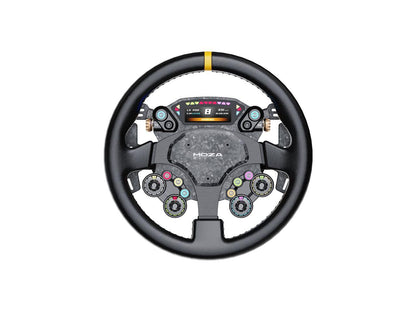 Front view of the black Moza Racing CS Pro sim racing steering wheel