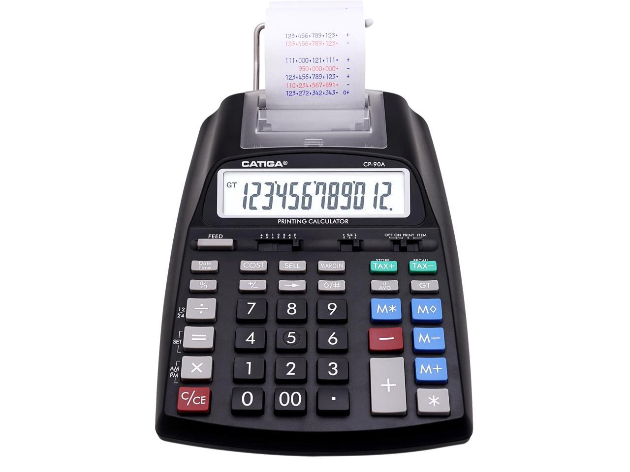 Adesso CP-90AB 12 Digits Printing Calculator Black CP90AB