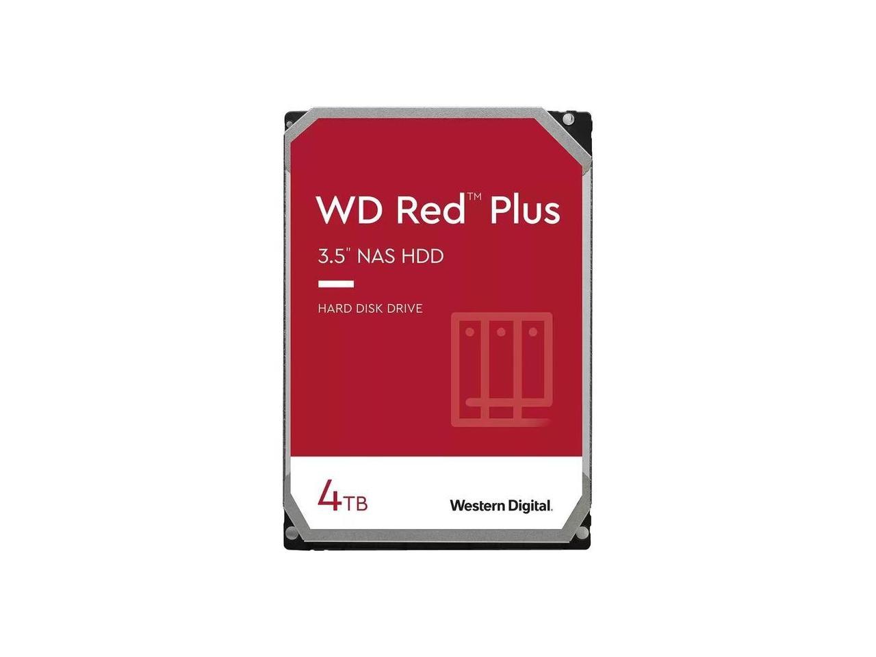 WD Red Plus 4TB NAS Hard Disk Drive 5400 RPM Class SATA 6Gb/s, CMR, 256MB Cache