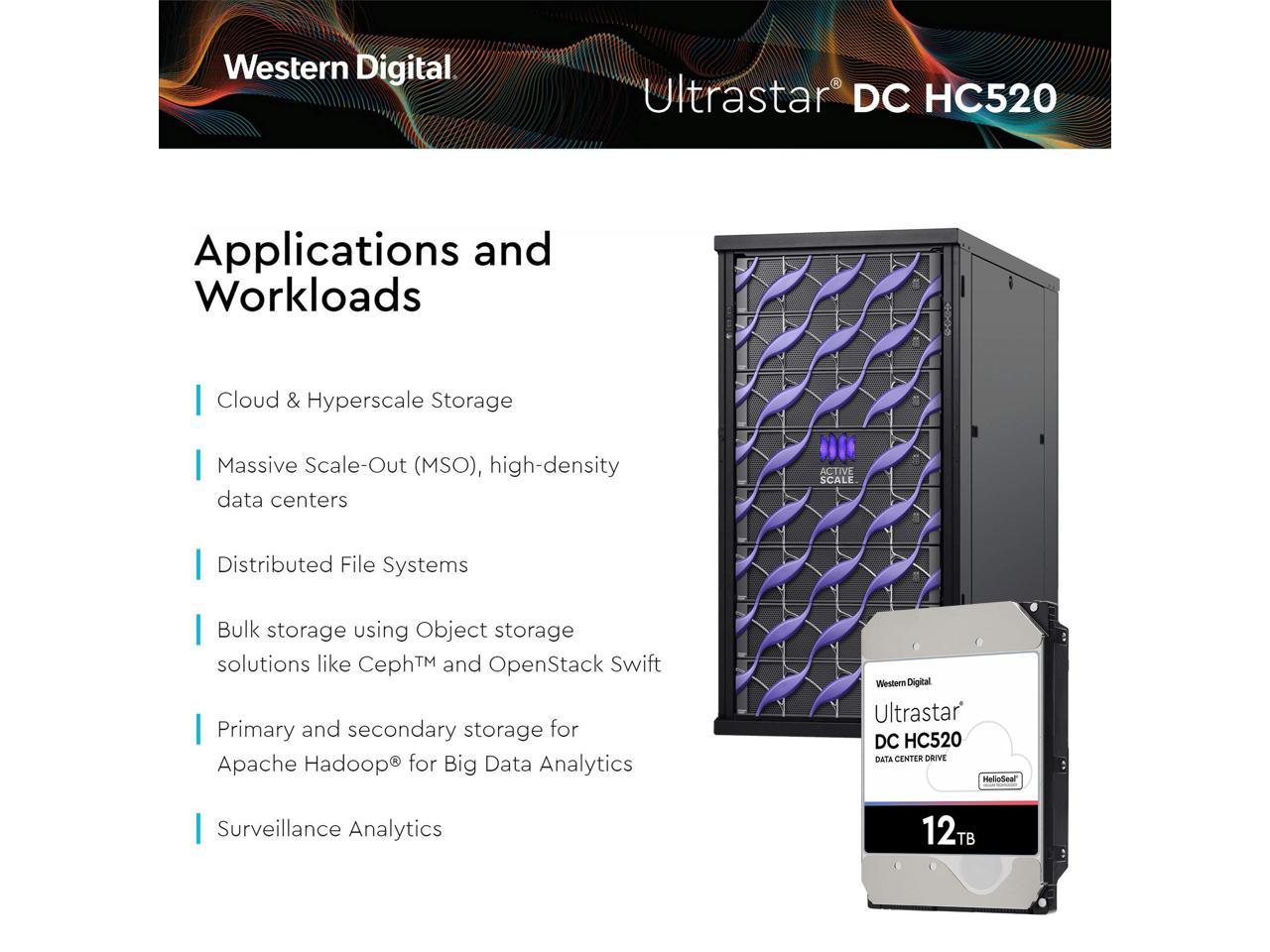 WD Ultrastar DC HC520 12TB Hard Drive 3.5" Internal 256MB SATA 7200 RPM 512E