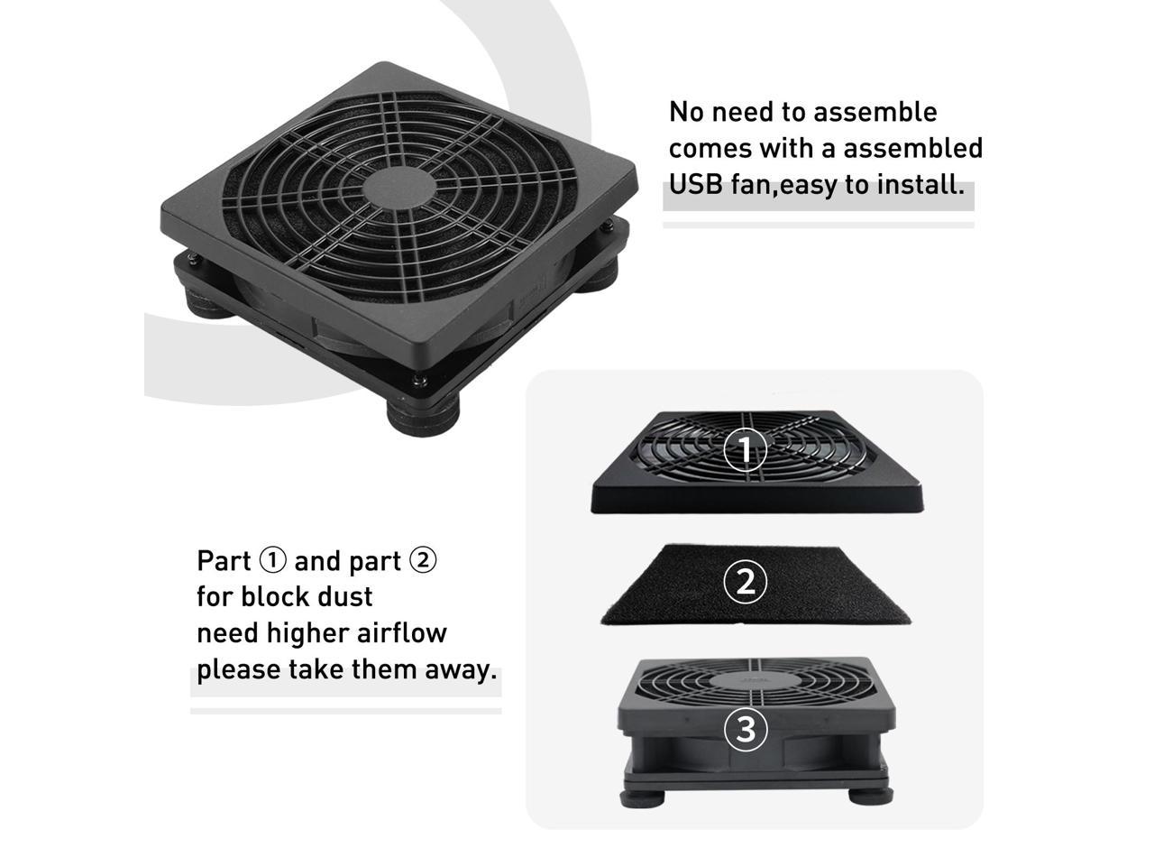 120mm 5V USB Powered PC Router Fan with Speed Controller High Airflow USB Cooling Fan for Router Modem Receiver DVR Playstation TV Box and Other Electronics