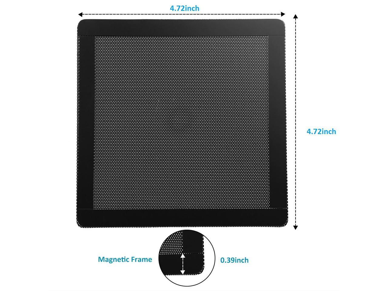 120mm Fan Dust Filter Mesh 4.72inch Magnetic Frame PVC PC Computer Case Fan Dust Mesh Cover Grills Black 5-Pack