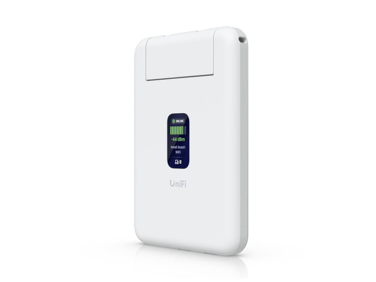 Side angle of the compact Ubiquiti UniFi Travel Router UTR