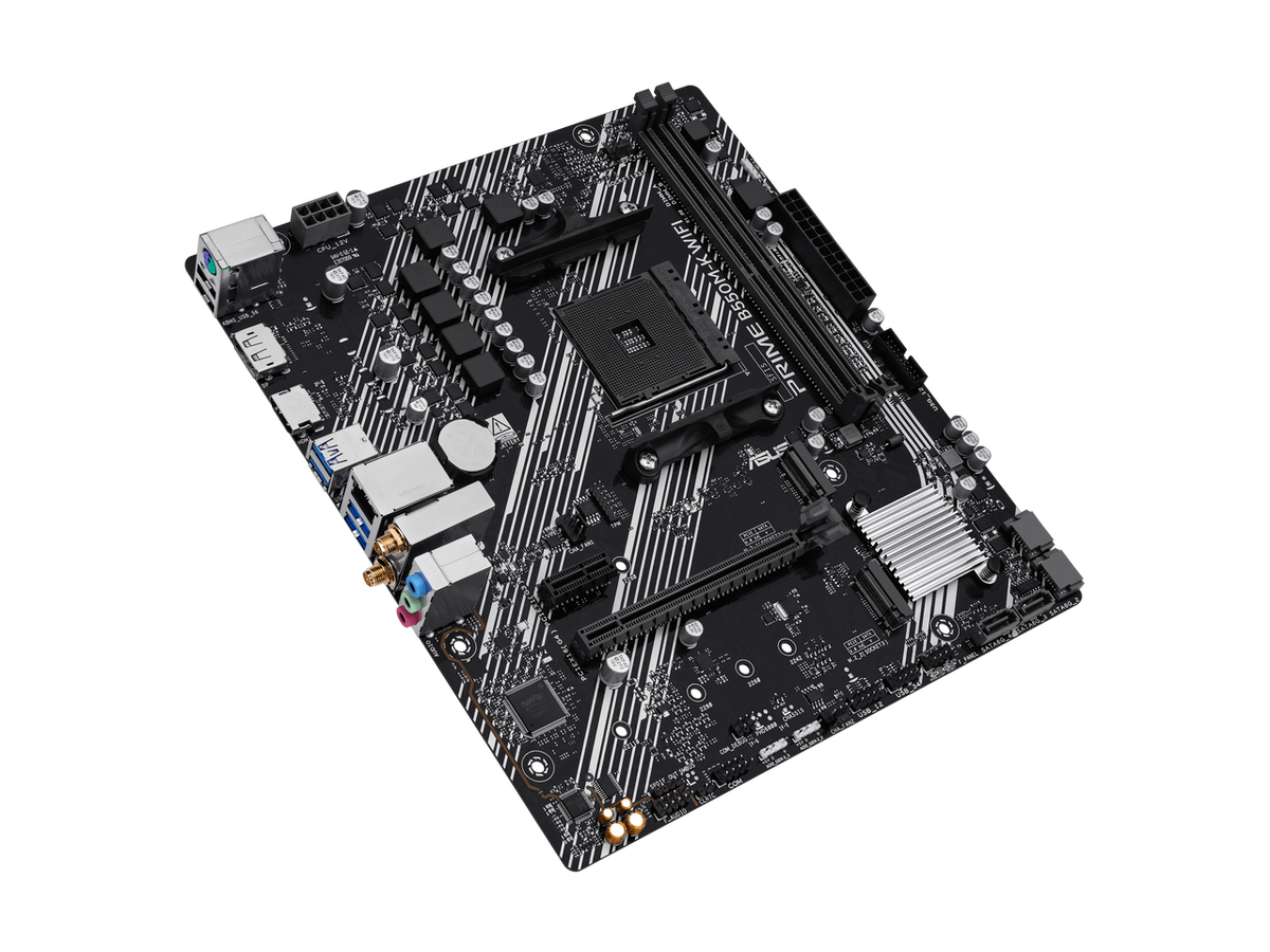 Rear view of the ASUS Prime B550M-K motherboard connectors