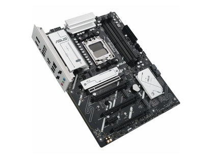 ASUS PRIME B840-PLUS WIFI-CSM showing PCIe slots, M.2 heatsinks and SATA connectors for storage expansion