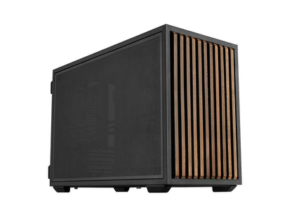 Side view of B4-mATX compact PC case showing internal space for 358mm GPU