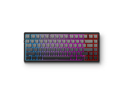 Angled perspective of the MCHOSE G75-13A mechanical keyboard displaying its unique aesthetic finish