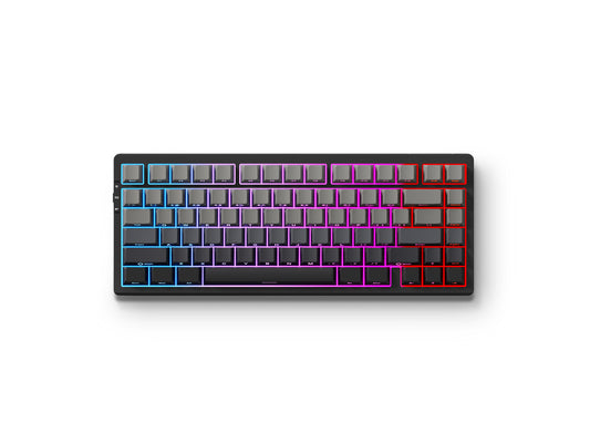 Angled perspective of the MCHOSE G75-13A mechanical keyboard displaying its unique aesthetic finish