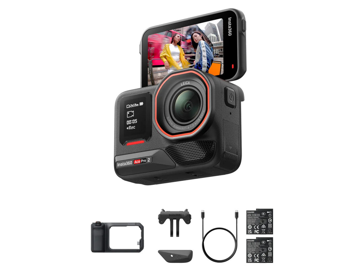 Insta360 Ace Pro 2 8K action camera in Midnight Black front view