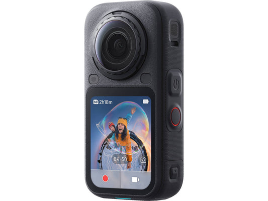 Front view of Insta360 X6 8K 360 action camera in Midnight Black