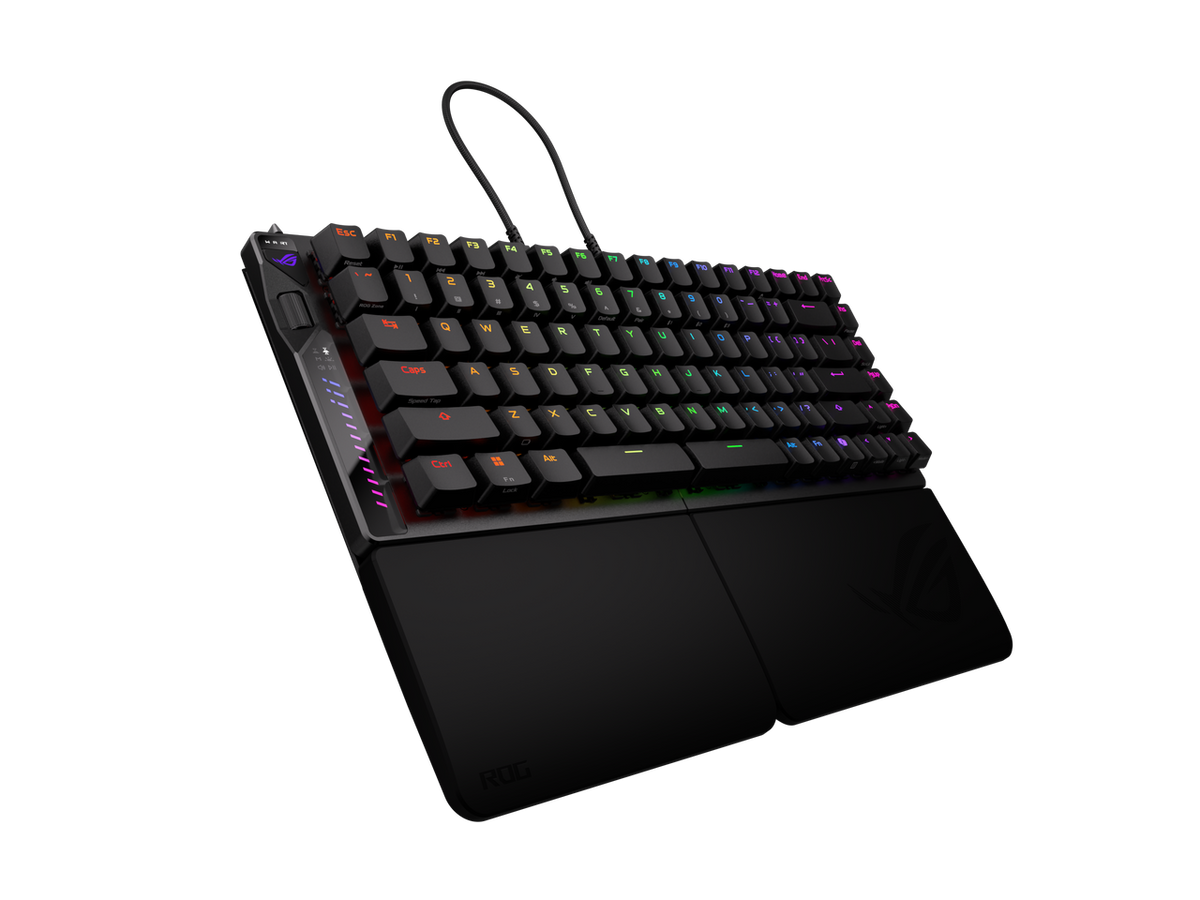 Full retail box contents of the ASUS ROG Falcata gaming keyboard