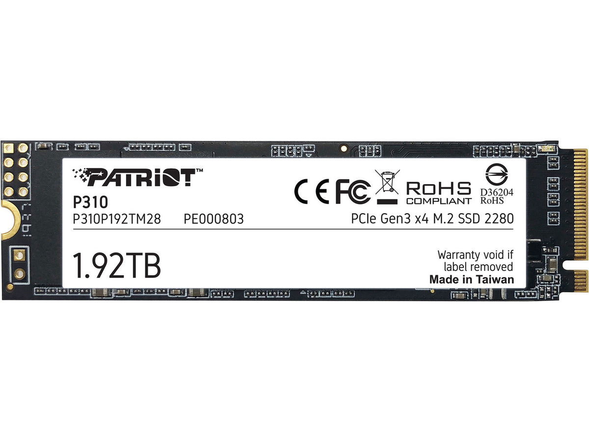 Patriot P310 1.92TB M.2 NVMe PCIe Gen 3x4 internal SSD top view