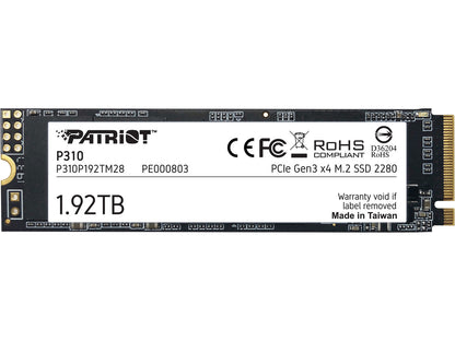 Patriot P310 1.92TB M.2 NVMe PCIe Gen 3x4 internal SSD top view