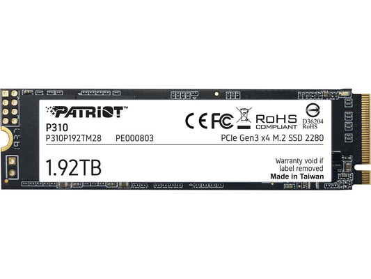 Patriot P310 1.92TB M.2 NVMe PCIe Gen 3x4 internal SSD top view