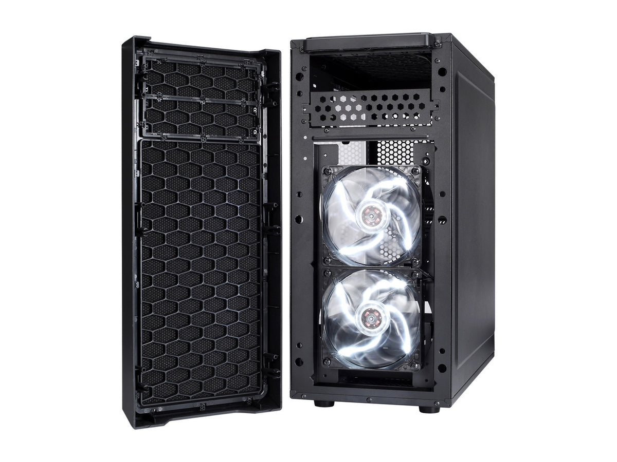 Detailed shot of front I/O panel on Fractal Design Focus G case