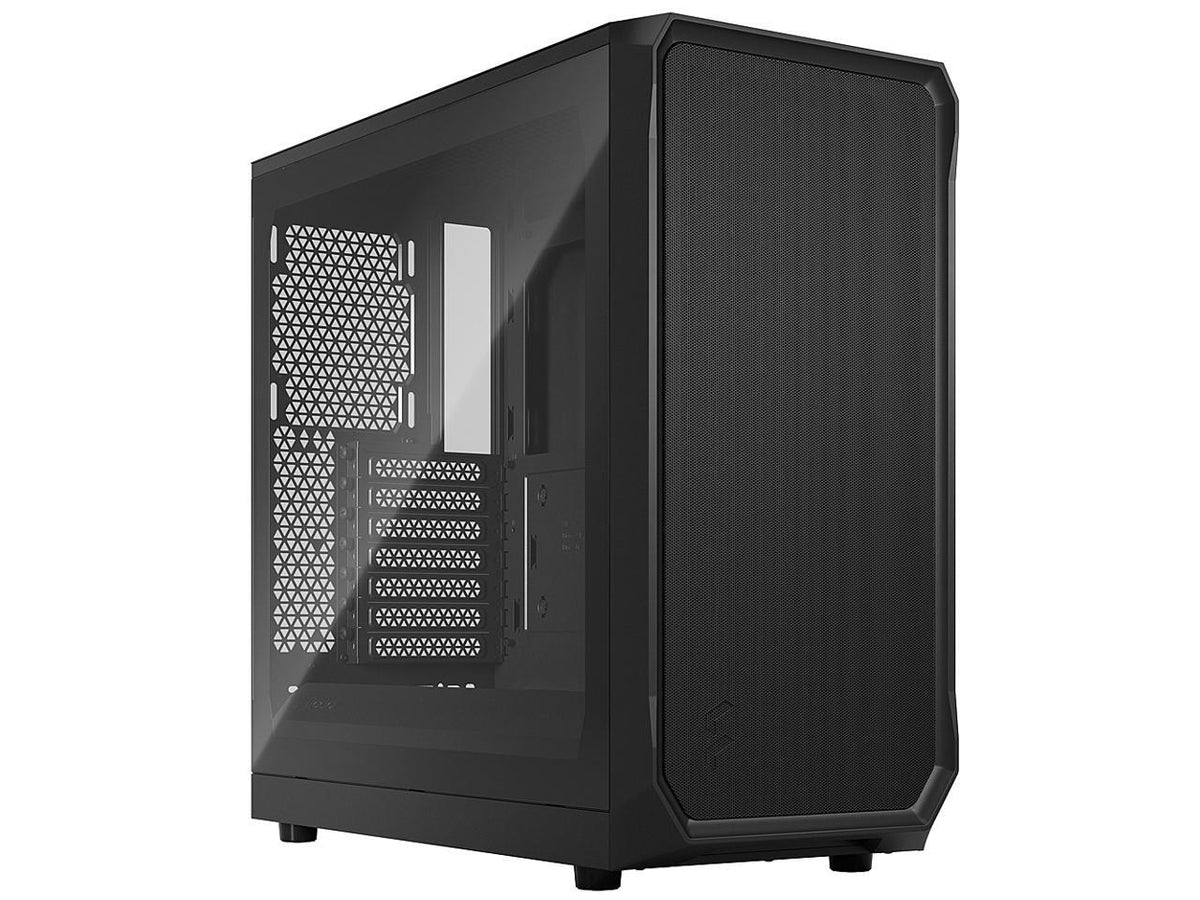 Fractal Design Focus 2 black mid-tower PC case front angle view