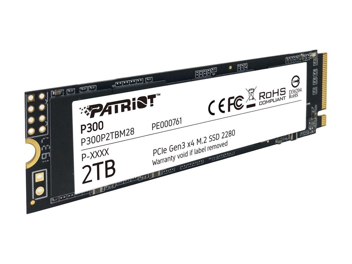 Rear view of Patriot P300 2TB M.2 SSD showing PCB components