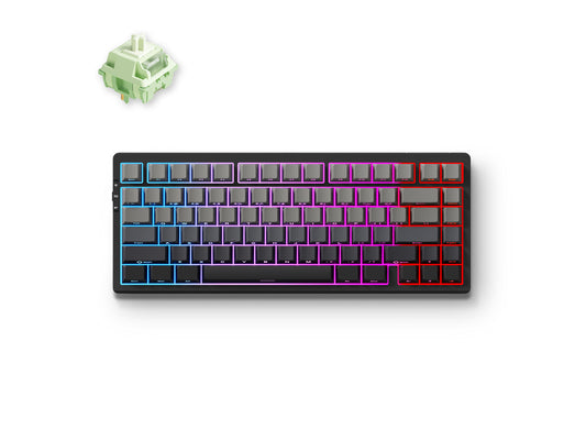Top view of the MCHOSE G75 PRO mechanical keyboard featuring the Black and Matcha Latte two-tone colorway