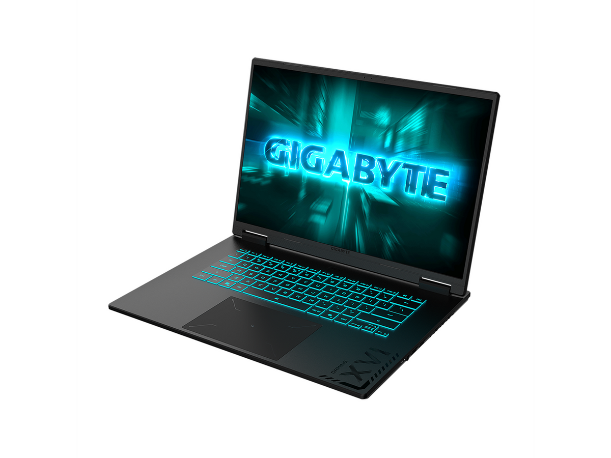 Close up of GIGABYTE GAMING A16 laptop keyboard and deck