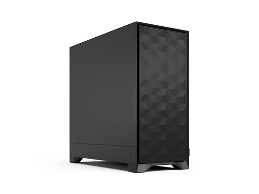 Front view of Fractal Design Pop Air RGB showing mesh panel and glowing fans