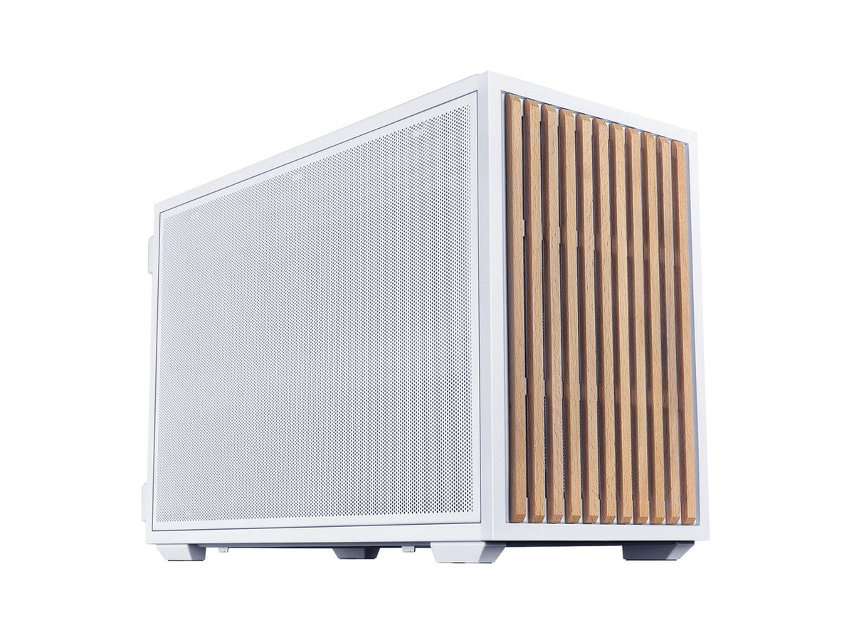 Side angle view of the Lian-Li B4W-WD white PC case showing interior clearance