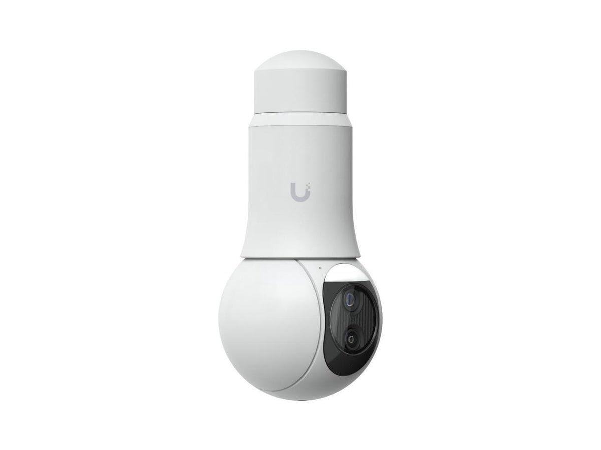 Close-up of Ubiquiti G6 PTZ security camera lens and gimbal hardware
