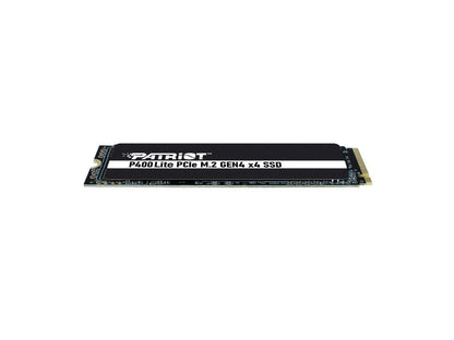 Angled view of Patriot P400 Lite 4TB SSD highlighting gold PCIe connector pins